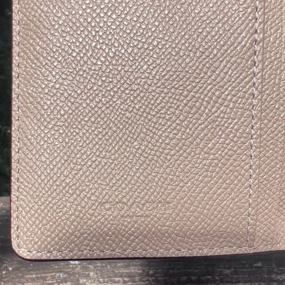 COACH Slim Bifold Wallet PINK Crossgrain Leather with Gold Hardware AUTHENTIC